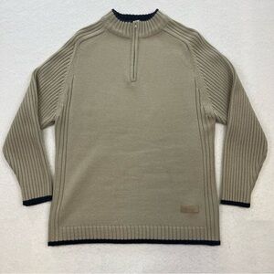Gravity Collection Men’s Knit Tan Quarter Zip Sweater Size Large
